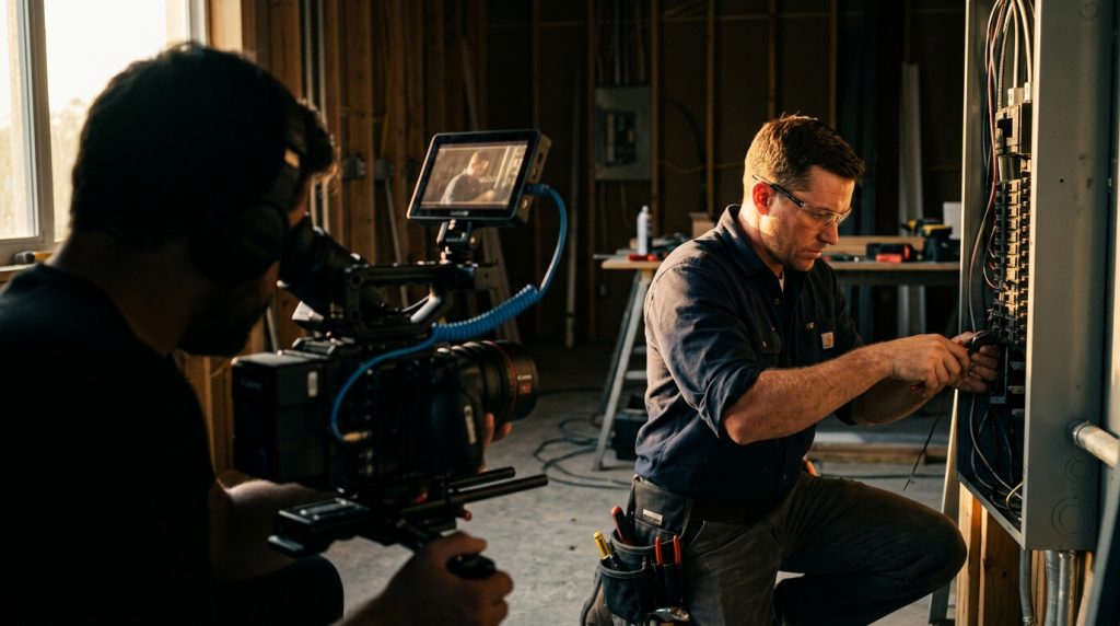 Behind the scenes filming an HVAC technician on the job in Spring Hill, FL